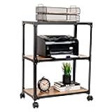 Mind Reader Multipurpose Rolling Cart with 3 Tiers, Mobile Office Storage Organizer, Metal, MDF, Brown