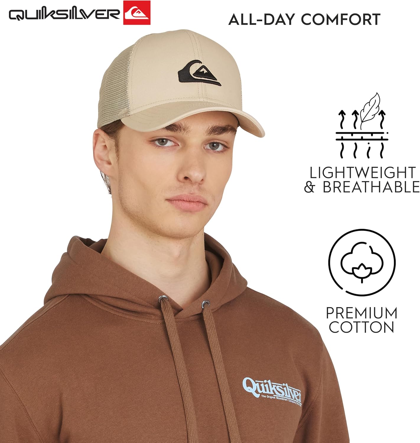 Quiksilver Men's Premium Cotton Adjustable Snap Back Logo Baseball Cap