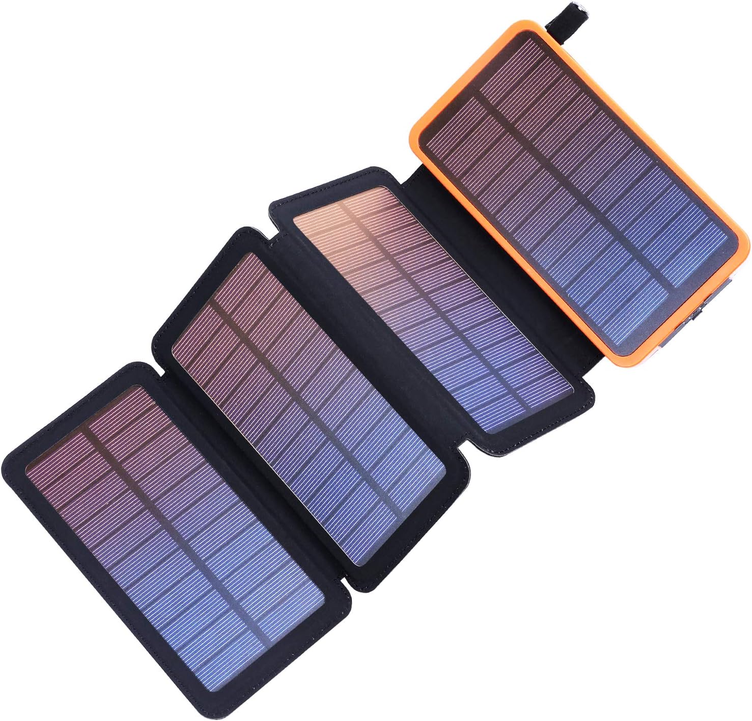 Solar Power Bank 25000mAh Portable Solar Charger with Dual USB 2.1A Output 4 Solar Panels Waterproof Battery Pack for Smartphones and Tablets Outdoor Camping