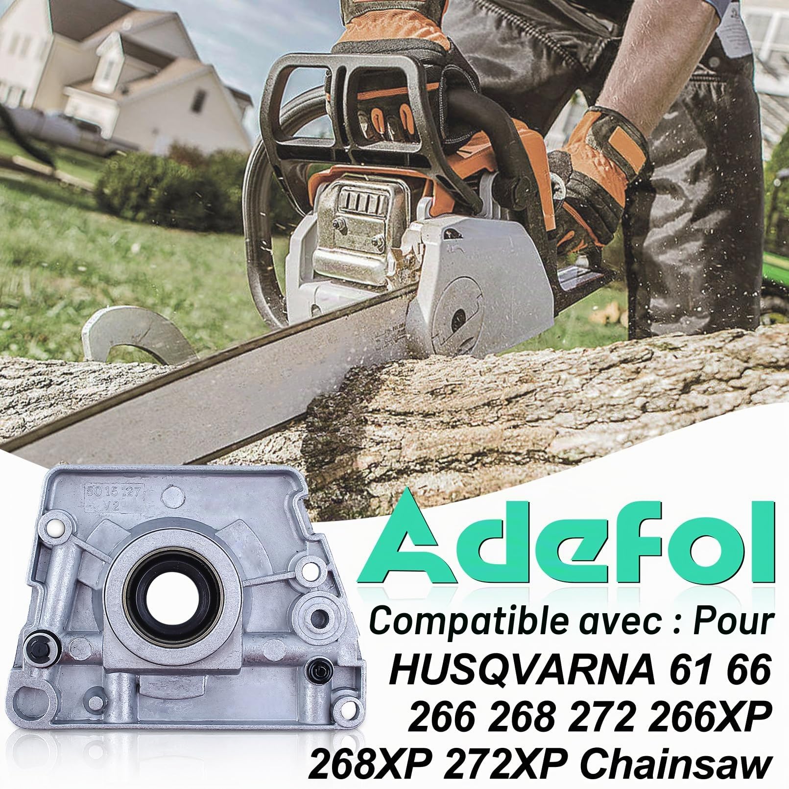 Adefol Pompe à huile Tuyau de filtre à huile Vis sans fin Kit pour Husqvarna 61 66 266 XP 268 272 272XP Tronçonneuse Avec Roulement à aiguilles Pignon de jante