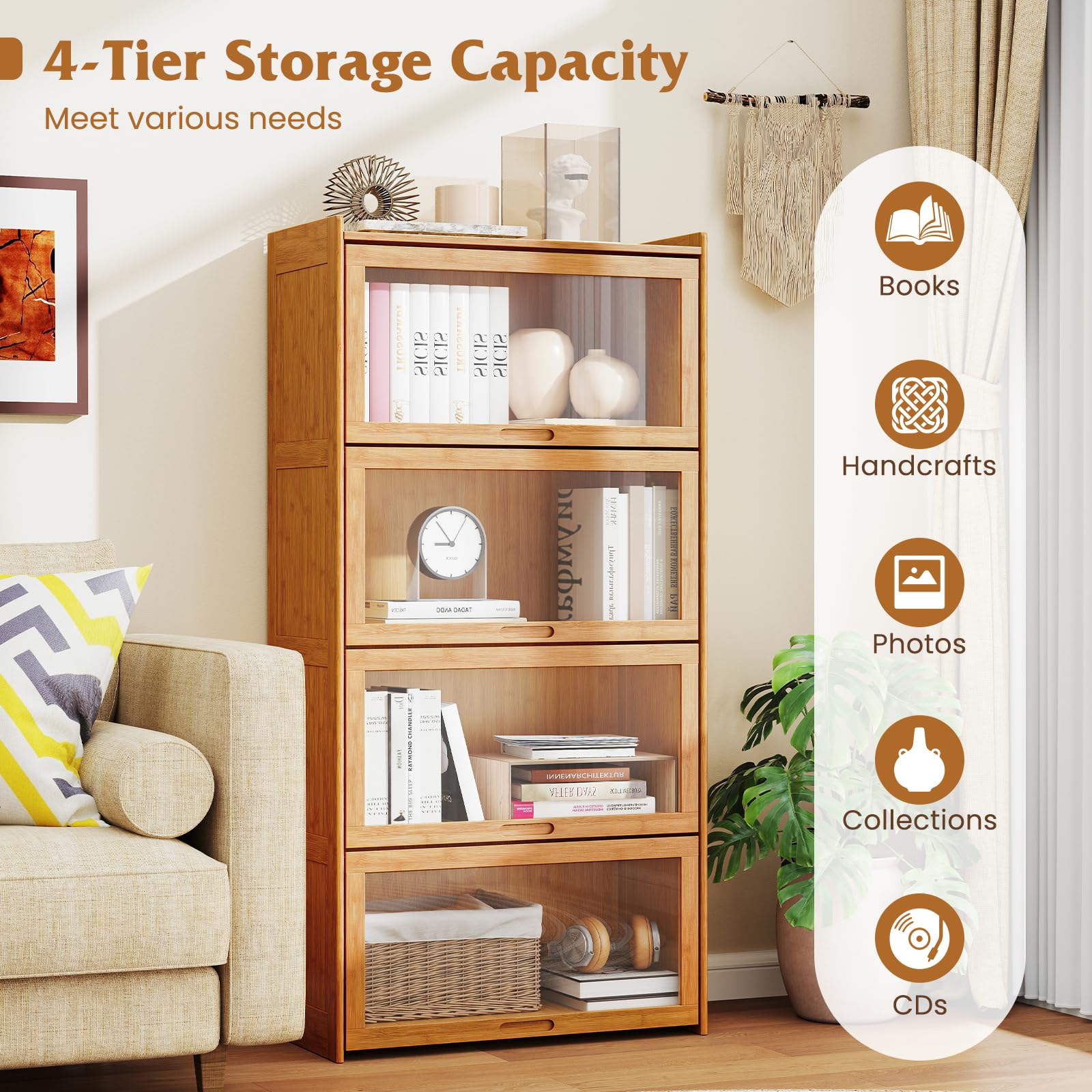 Amazon.com: Giantex 4-Tier Bookcase with Clear Doors, 55
