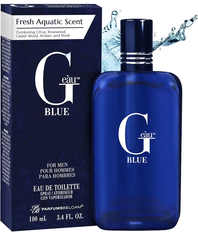 PB ParfumsBelcam G Eau Blue Eau de Toilette Spray – Men’s Cologne, Long-Lasting Summer Fragrance for Men and Teen Boys, Perfume para Hombre – 3.4 Fl Oz – Fresh Blue Scent