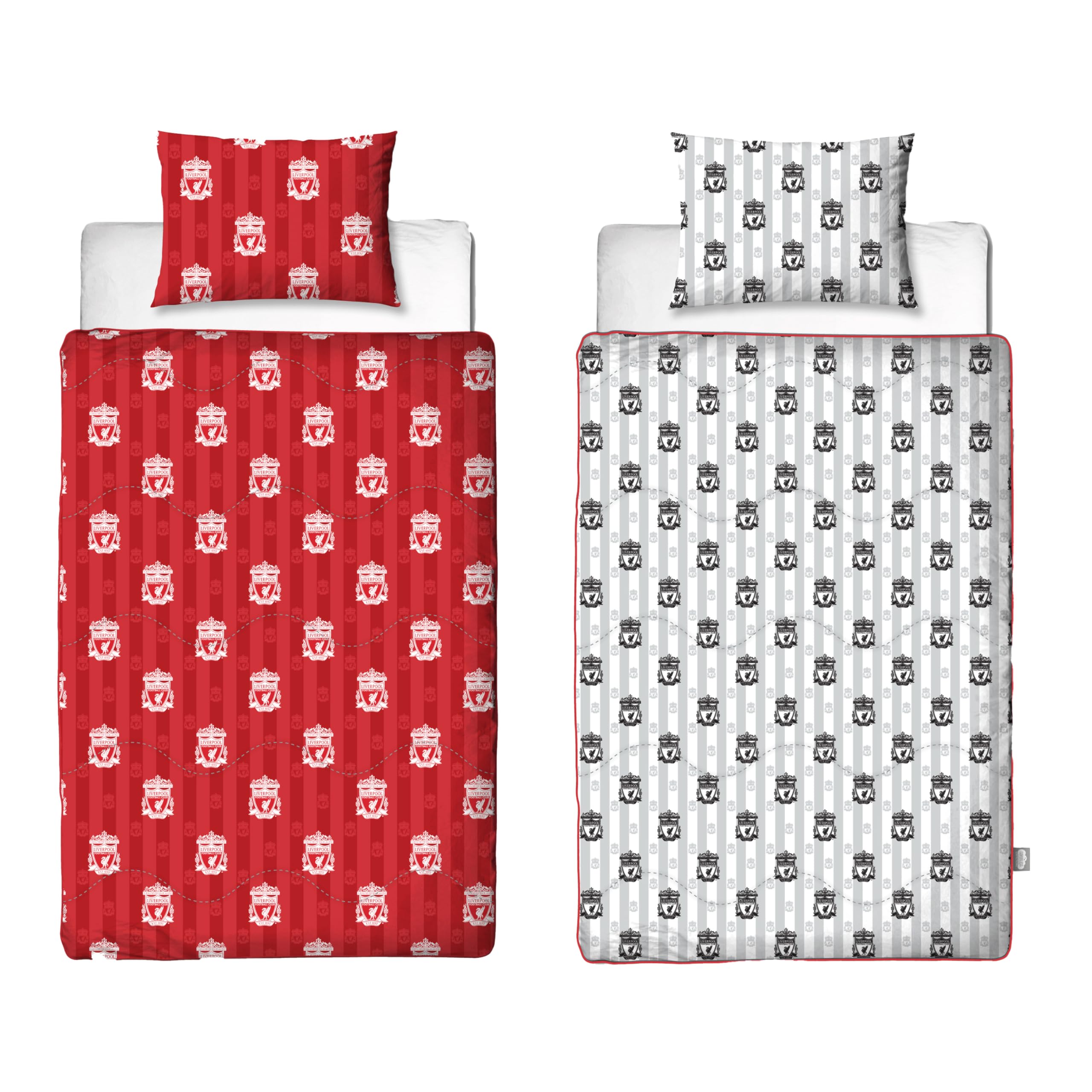 Character World Official Liverpool FC Single Bed Coverless Duvet Bedding | Reversible Coverless Quilt, Pillow & Pillowcase | Washable Duvet | Perfect For Travelling & Sleepovers | 10.5 tog