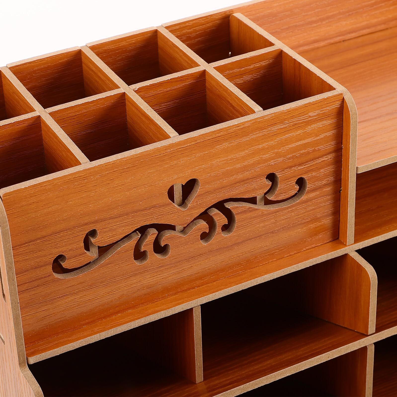 Cabilock Organizer Porta Penne in Legno con Scomparti Multipli Scatola Portaoggetti da Scrivania per Penne Matite e Accessori Grande Capacità per Ufficio e Casa Elegante