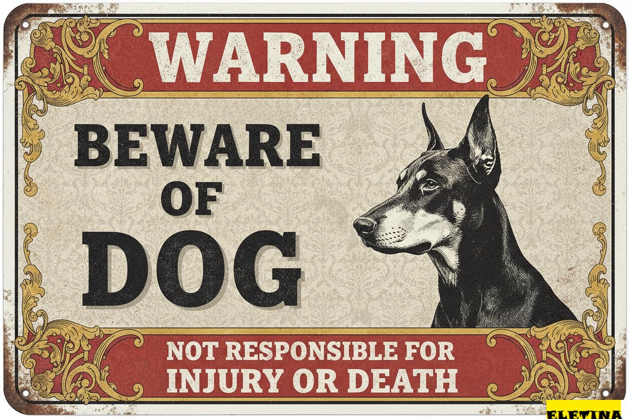 Tin Sign for Man Cave Beware Of Dog Great Dane Metal Warning Beware Of Dog S Fence Outdoor Farm Garden Gate Home Yard Decor 8x12in Private Property Decorative