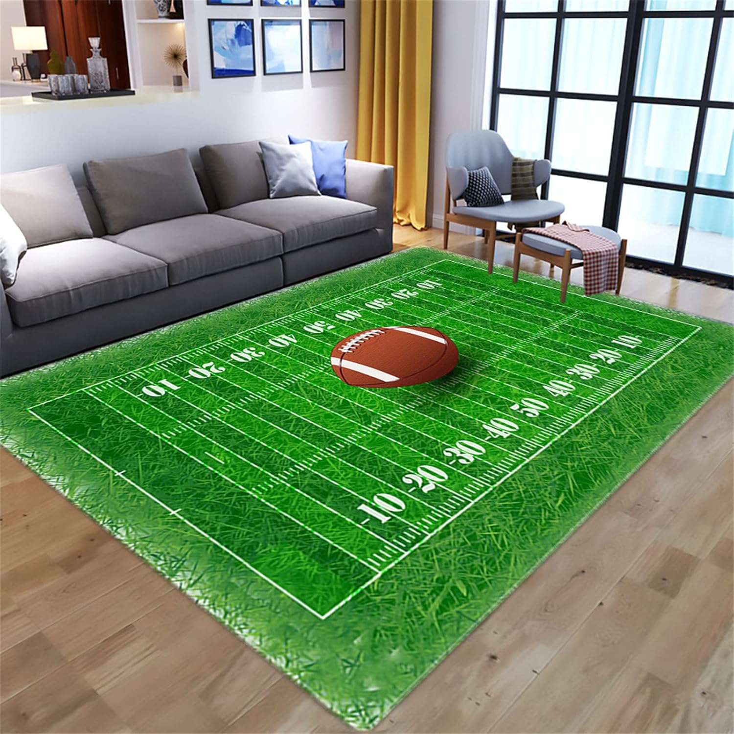 Football Field Carpet for Boys Room Sport Entryway Rug Dining Room Floor Mat Indoor