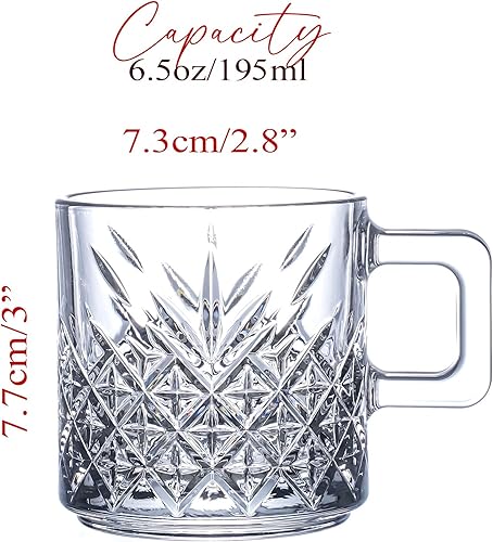 Miniatura 4 de Vasos de café con leche, taza con asa, juego de taza de capuchino de té vintage, tazas de café con asas (2 unidades (6.5 onzas)