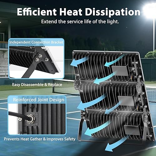 Miniatura 3 de Paquete de 2 luces de inundación LED de 300 W para exteriores, 3000 lm para estadios al aire libre, 7000 K, ángulo de iluminación ajustable de 3