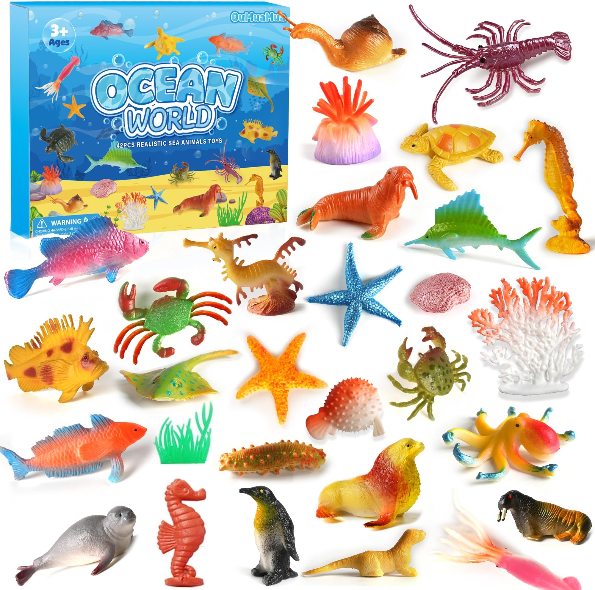 Sea Creatures Ocean Animal Figure Toys Plastic Small for Kids, Toddlers