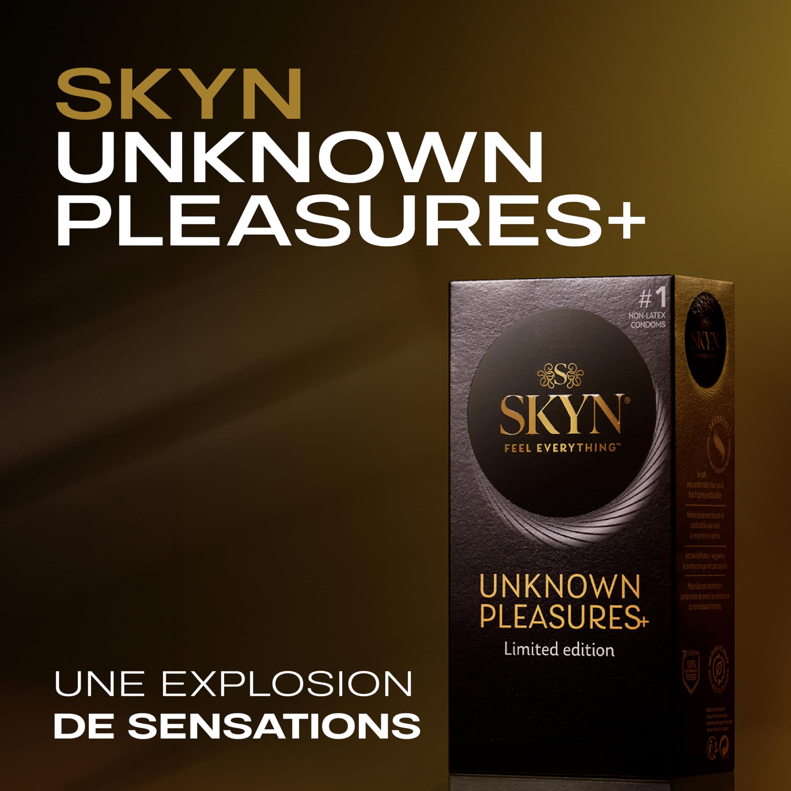 SKYN Unknown Pleasures + : Boîte de 42 préservatifs masculins sans latex | 6x texture intensément perlée, 24x goût de cocktails, 6x ultra-fins et ultra-doux, 6x effet chauffant