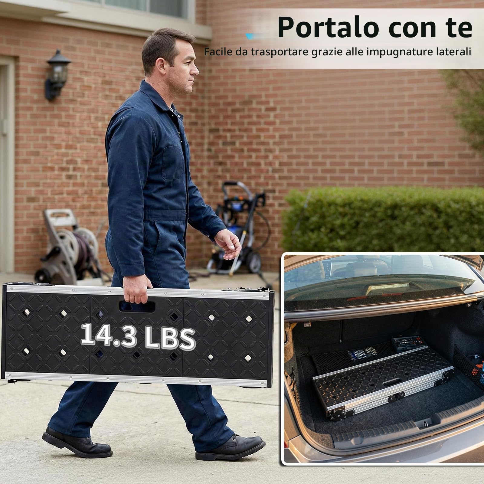 Johgee - Piattaforma da lavoro pieghevole in alluminio, piattaforma da lavoro pieghevole con piedi antiscivolo, sgabello pieghevole con blocchi di sicurezza per la pulizia dell'auto, pittura, officina