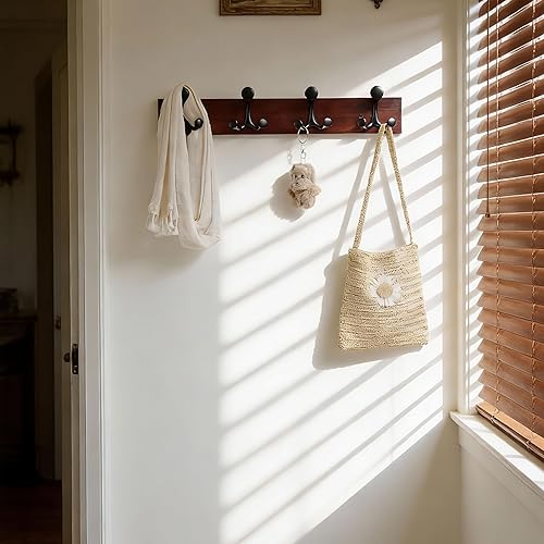 Miniatura 96 de SKOLOO Perchero de madera blanca de 17 pulgadas con 3 ganchos triples, ideal para entradas familiares, aulas y almacenamiento de suministros para