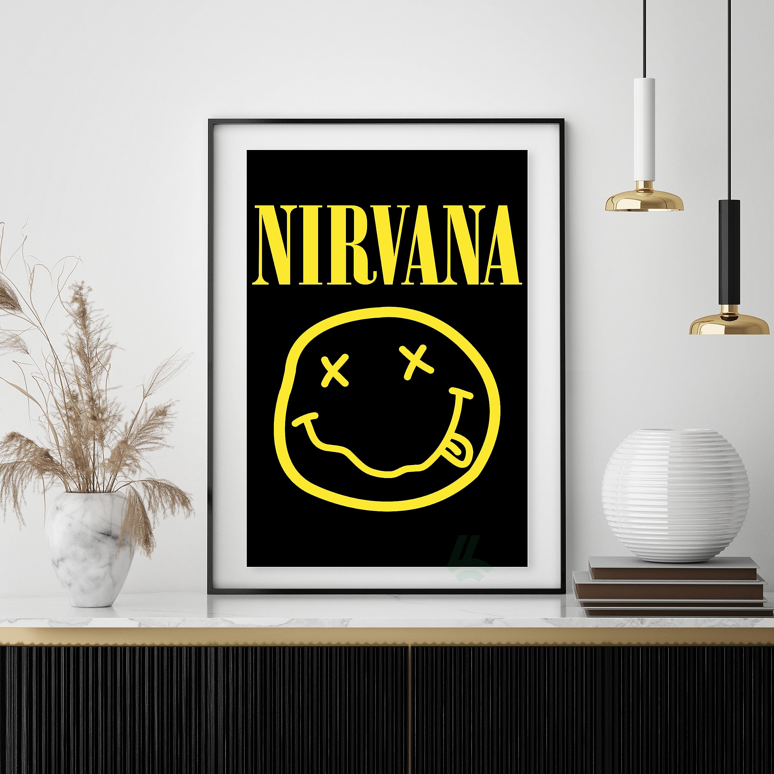 Nirvana Smiley Poster, 11x17 Classic Rock Band Art, Grunge 90s
