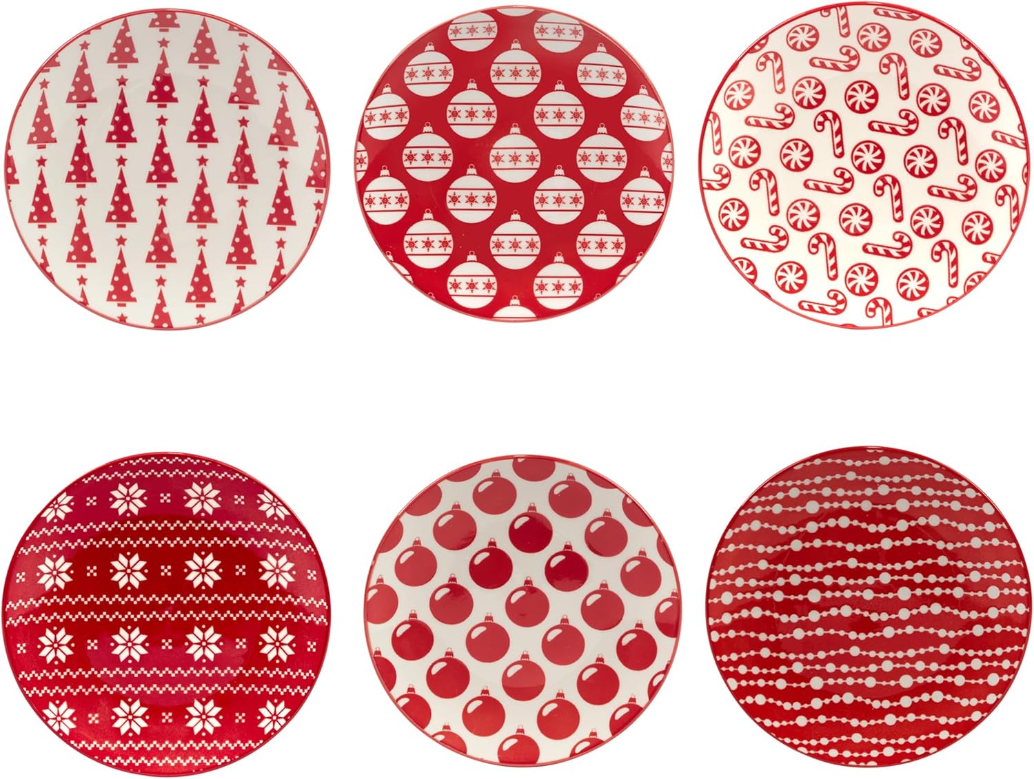 Certified International Peppermint Candy 6" Luncheon/Canape Plates, Set of 6