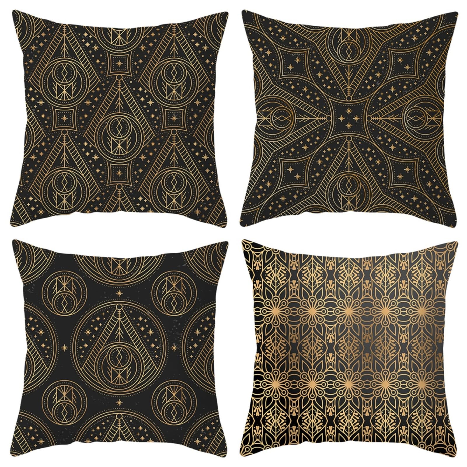 Fundas Cojines Sofa Oro Negro Cushion Covers 80x80/4 Pcs