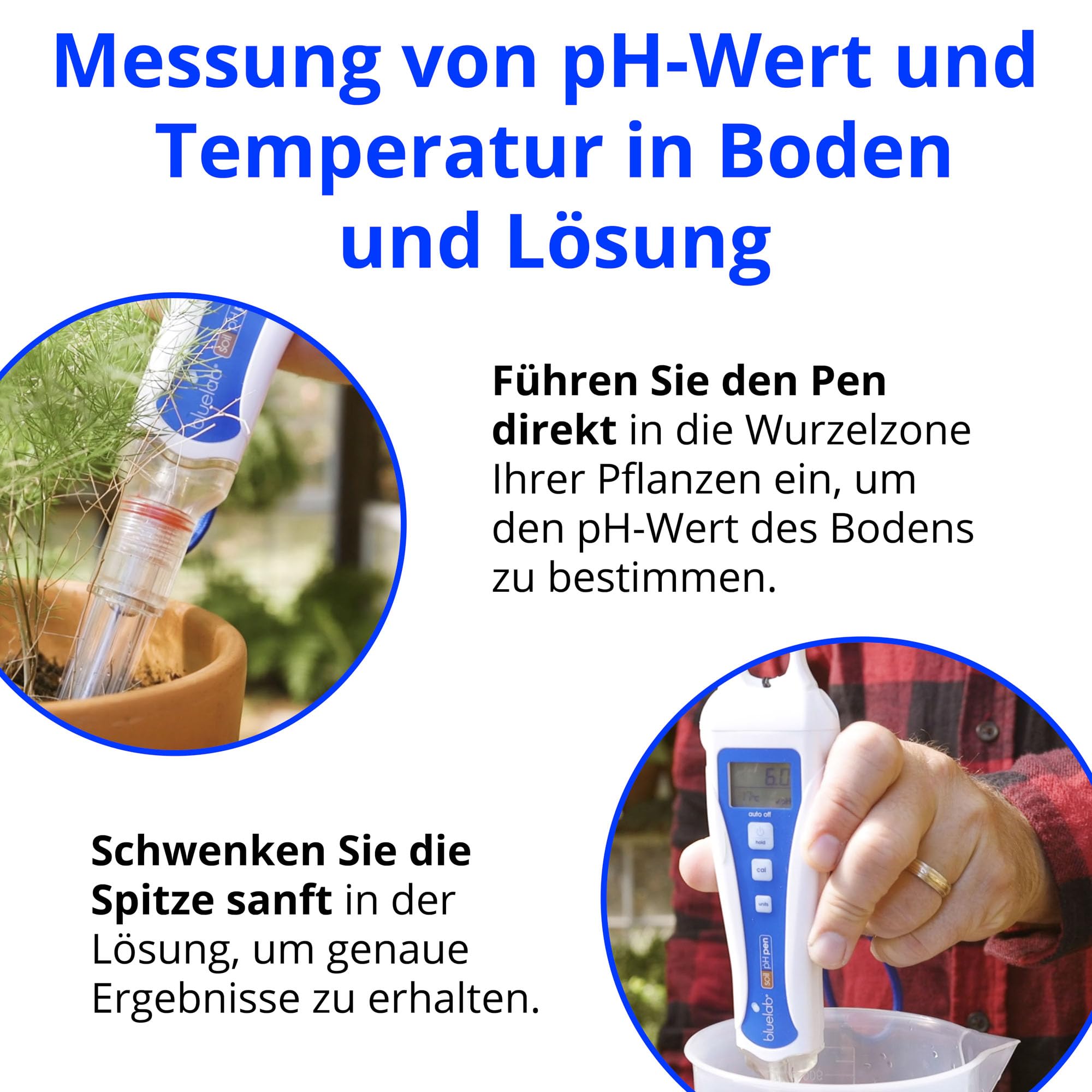 Bluelab PENSOILPH Soil pH-Pen, Digitales Messgerät und Wasser-Test-Kit, auch für Kokos und Rockwool mit einfacher Kalibrierung für Hydroponik-System und Indoor-Grow, klar