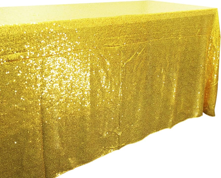 Tovaglia Quadrata Con Paillettes Oro Rosa 228x228 Cm - Glitterata Per Feste E Decorazioni Da Tavolo