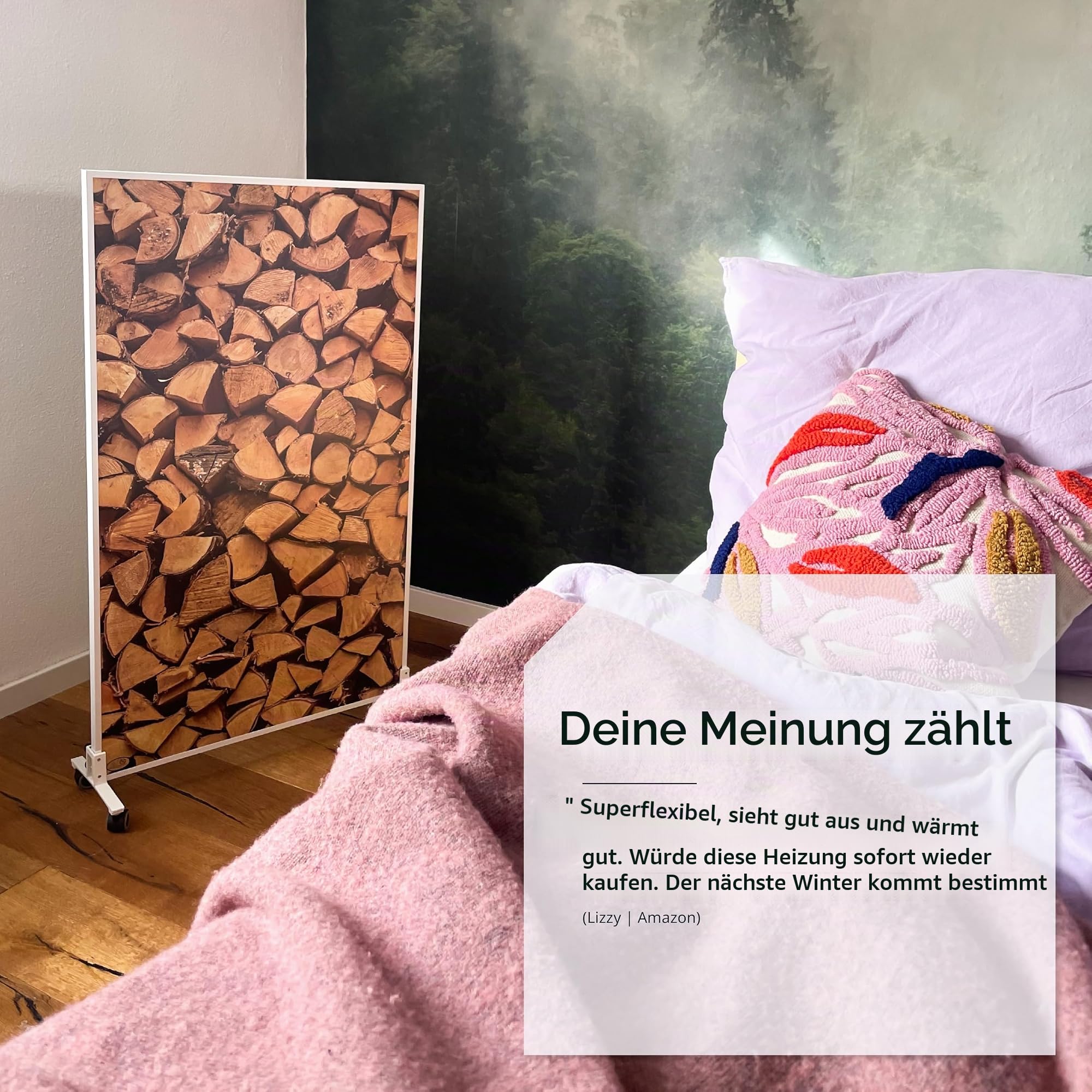 Könighaus Infrarotheizung Standgerät - 450 Watt - Energiesparend = wärmt innerhalb von 2 Minuten - Elektroheizung mit Standfüßen - mobile Standheizung mit Rollen - Deutscher Hersteller - Farbe: Weiß
