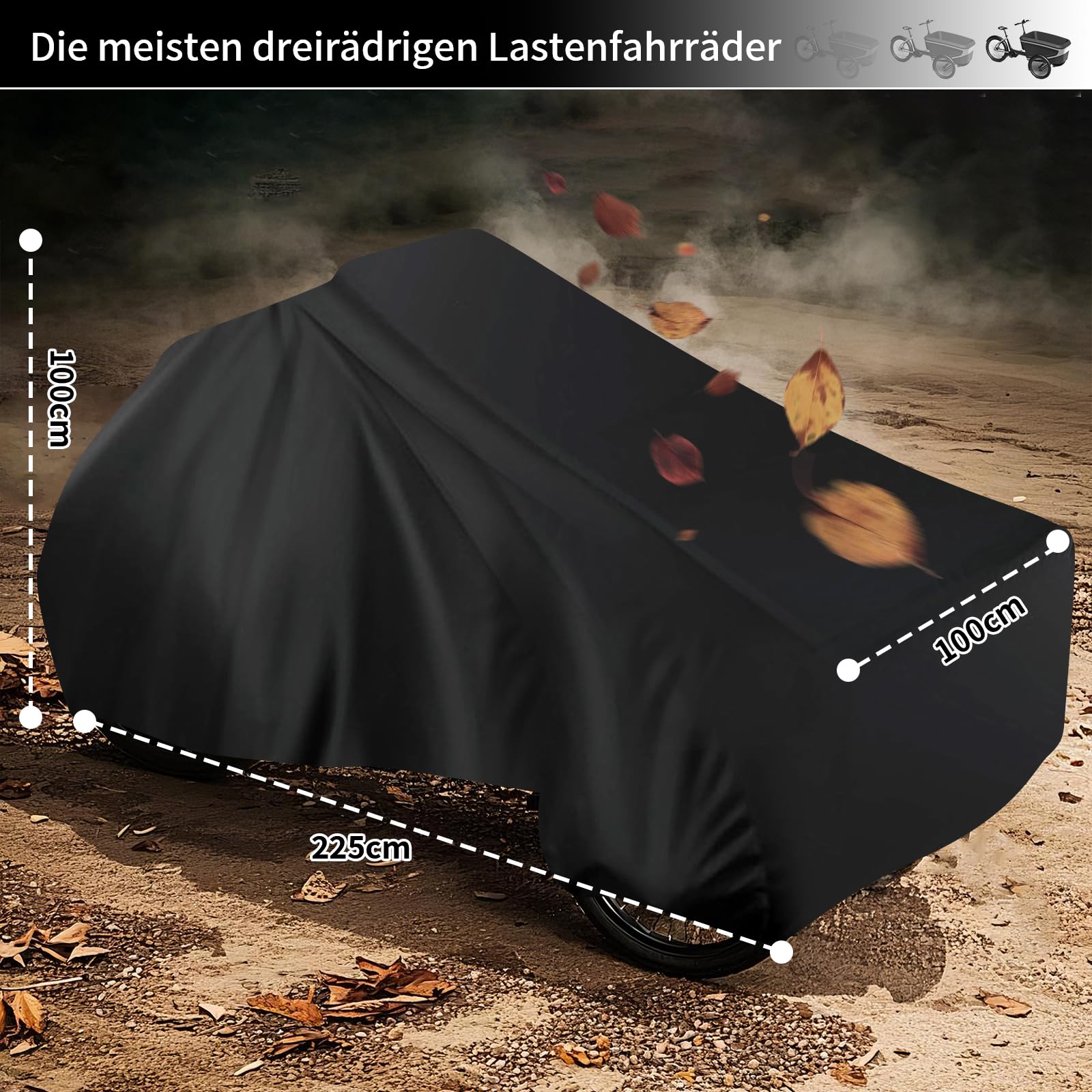 Lastenrad Abdeckung – Geeignet für Einspur und Zweispur Lastenfahrräder, Ganzjahresschutz Lastenrad mit UV-Schutz, Reißfest, Wasserdicht, Lastenfahrrad Abdeckplane, Plane für Lastenfahrrad
