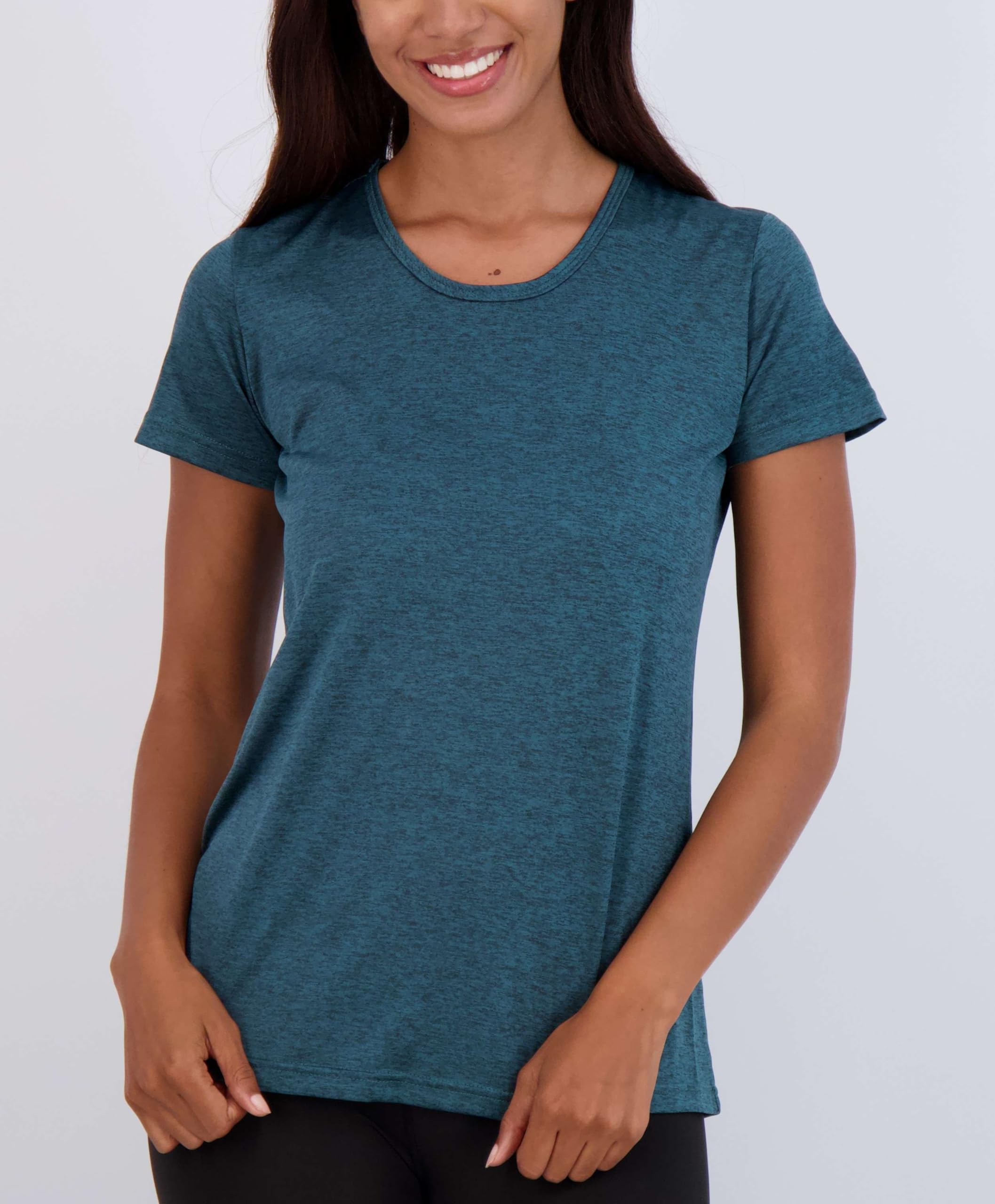 Real Essentials Lot de 5 t-Shirts athlétiques à Manches Courtes et col Rond pour Femme Dry Fit Tech Stretch