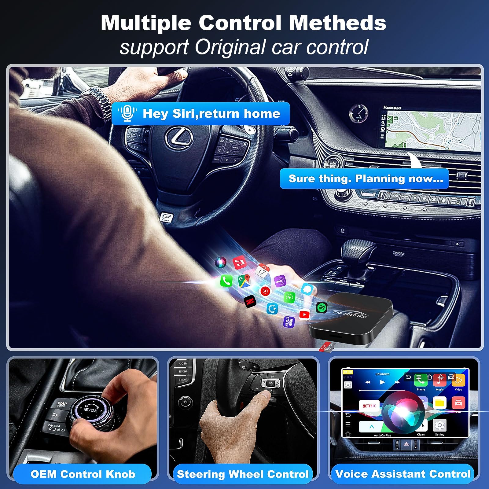 Wireless CarPlay & Android Auto Adapter mit YouTube/Netflix/TF-Karte,2025 Upgrade CarPlay 2GB+16GB AI Box Stabiler für Fahrzeuge mit kabelgebundenem CarPlay ab 2016,Plug & Play Mit USB-A & USB-C Kabel