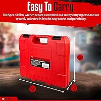 Vista 7 de WETT Juego de llaves giratorias para filtro de aceite, herramienta estándar de extracción de filtro de aceite de 5 piezas, con alicates de filtro