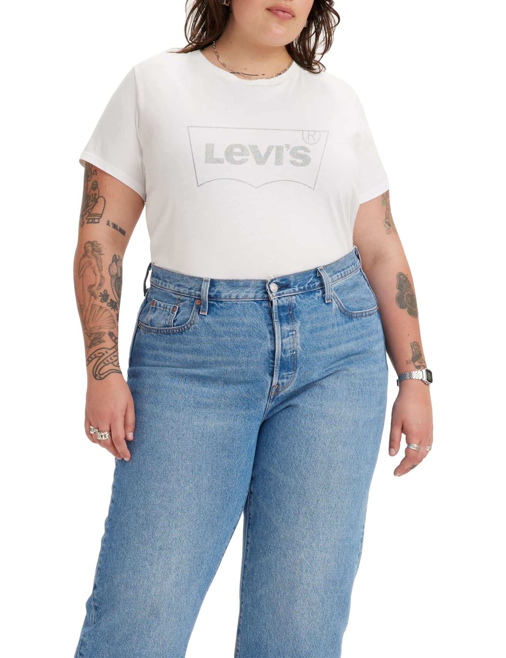 Levi's Plus Size Perfect Tee, Mujer, Batwing Shine Bw Bright White, 3XL
