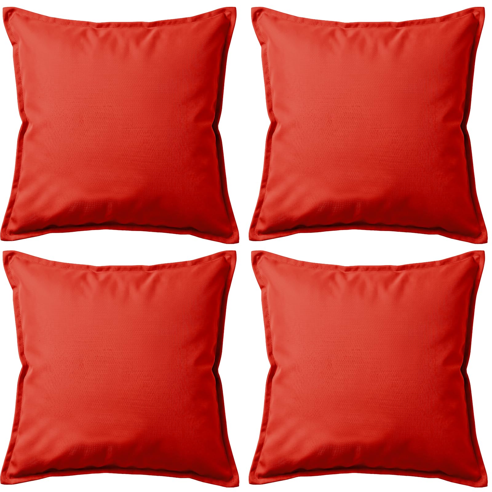 4 Pack Waterproof Outdoor Garden Furniture Seat Cushion 45x45cm Decorative Throw Pillow, Filled Cushion Cushion Covers 18"x18" for Garden Sofa Chair Livingroom Bedroom Patio (Red)