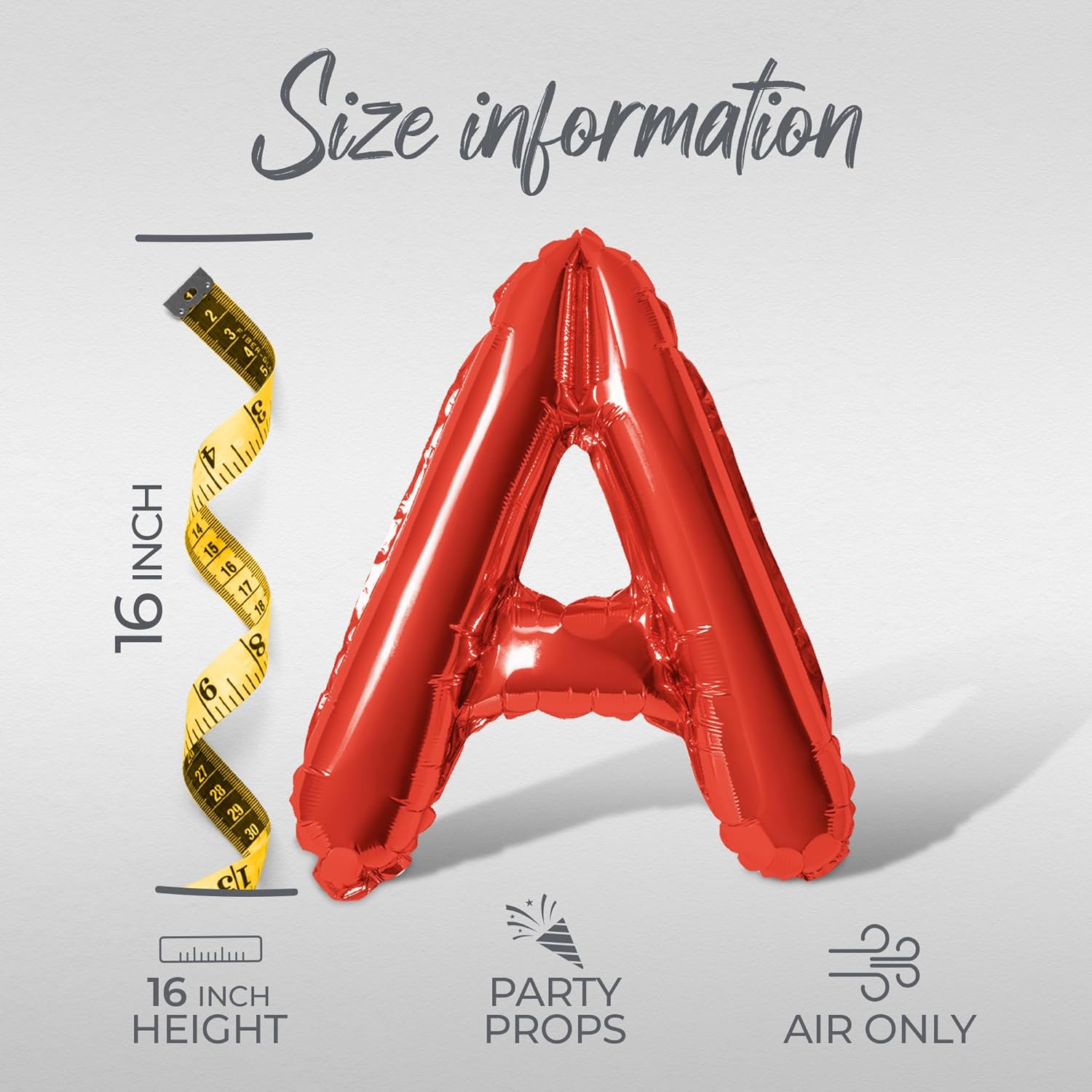 Letter Balloons - SLICE SLICE BABY 16" Inch Alphabet Letters Foil Mylar Balloon Birthday or Pizza Party Banner (Red)