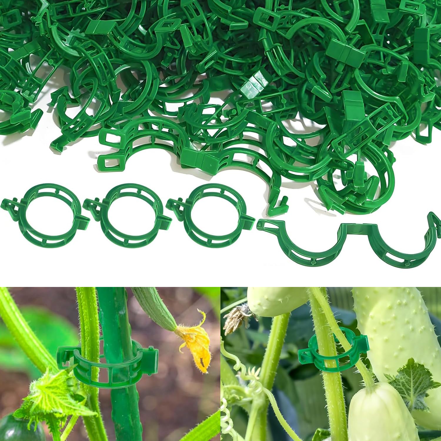 300 Clip Di Supporto Per Piante In Plastica Verde, Diametro 30 Mm, Per Pomodori, Cetrioli, Vite, Orchidee