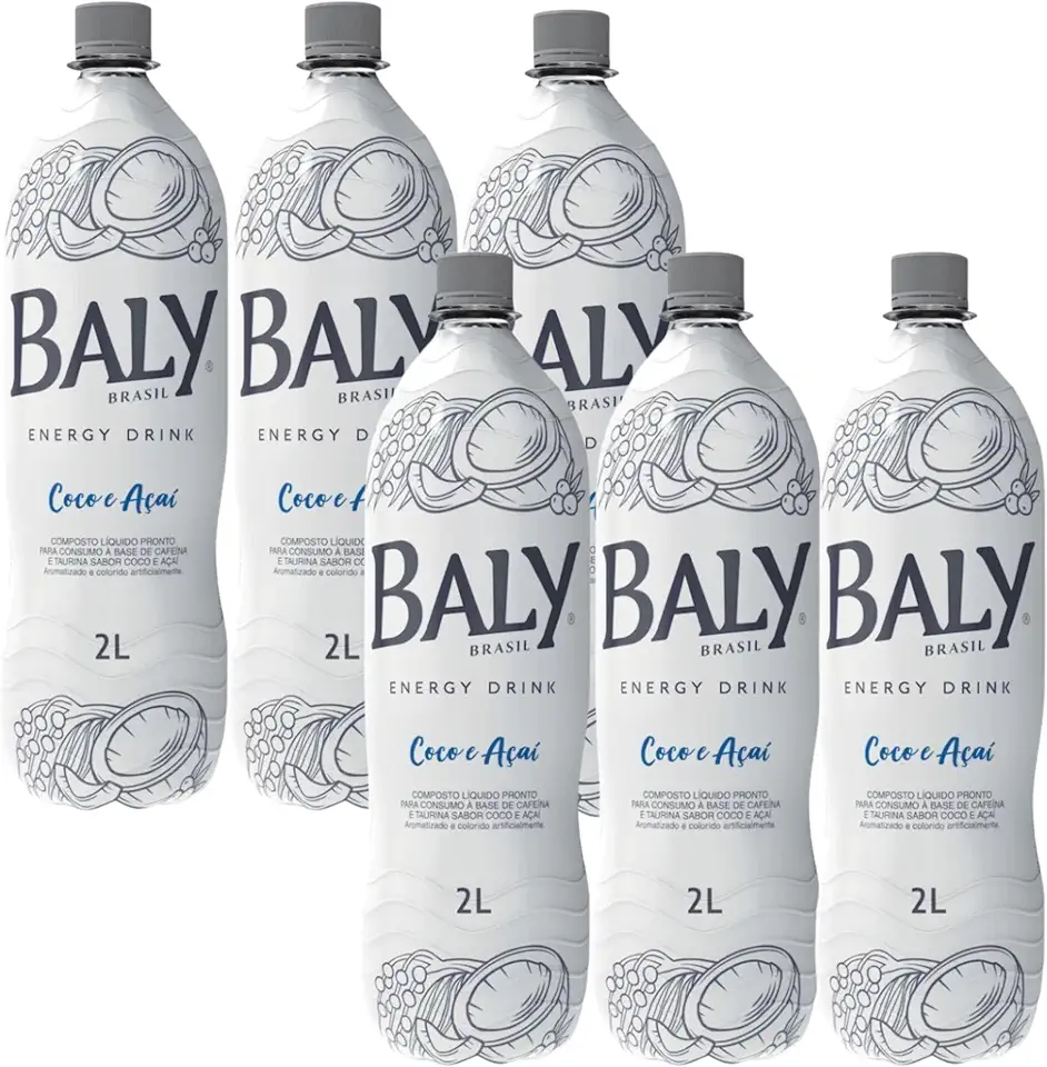 Energético Baly Diversos Sabores e Tamanhos Escolha nas Variações (Coco e Açai 2 Litros pack 6 Unidades)