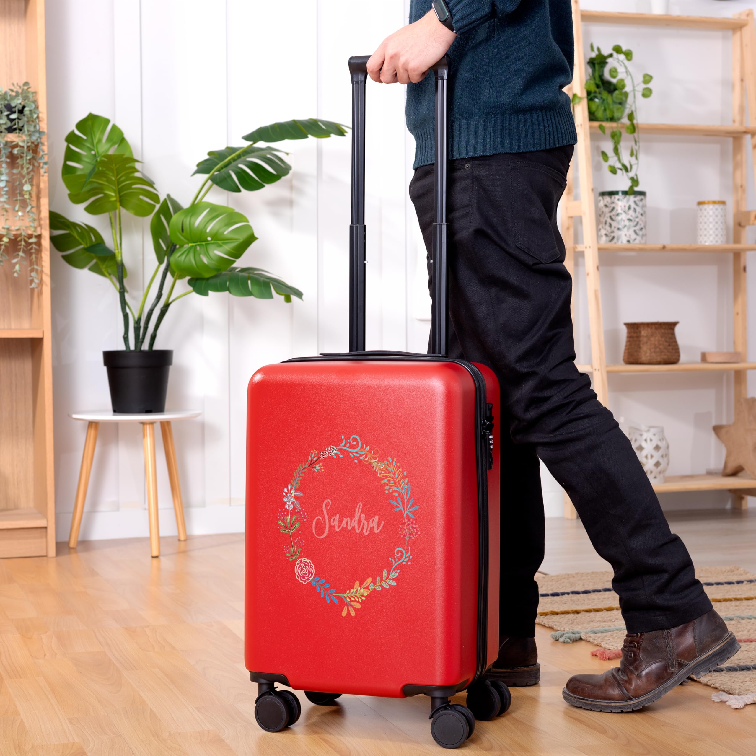 Maleta de Cabina Personalizada con Nombre | Equipaje de Mano 55 x 35 x 20 cm, 4 Ruedas Giratorias, Trolley Rígido ABS, Para Viajes, Vacaciones y Escapadas