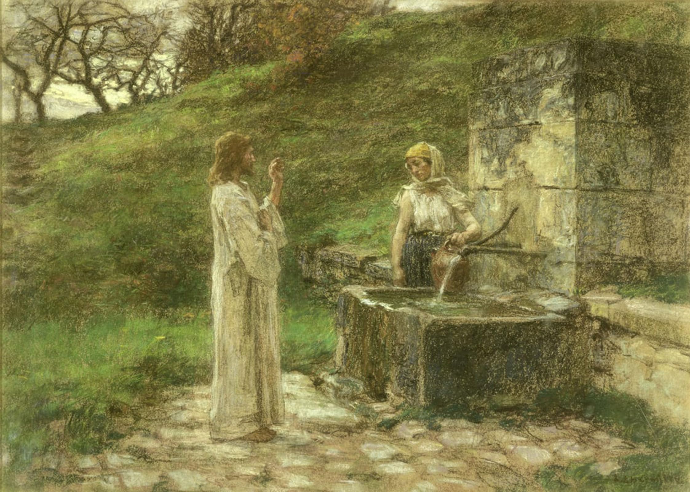 ARTXLXXBN Famous Painting Art Wall Decor Abstract Art Picture the Samaritan At the Well by Leon Augustin Lhermitte Animal Pictures for Home Decor 60x90cm