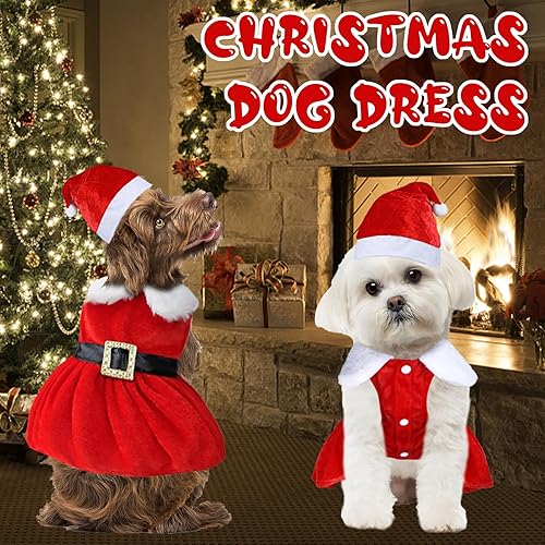 Miniatura 7 de Vestido de Navidad para perro, ropa de Navidad para perro, disfraz de Papá Noel, traje de Navidad para perros pequeños y medianos (vestido de