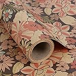Aimyoo Kraft Floral Wrapping Paper Roll, All Occasion Vintage Flower Gift Wrap for Wedding Birthday Bridal Shower, 17 inch x 10 ft
