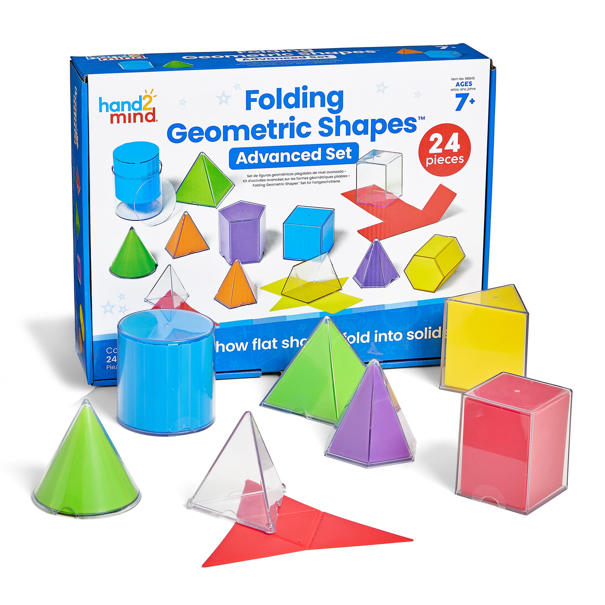 Learning Resources Formas geométricas Plegables Set, +7 años | Formas y redes transparentes ayudan a comprender área, volumen y propiedades