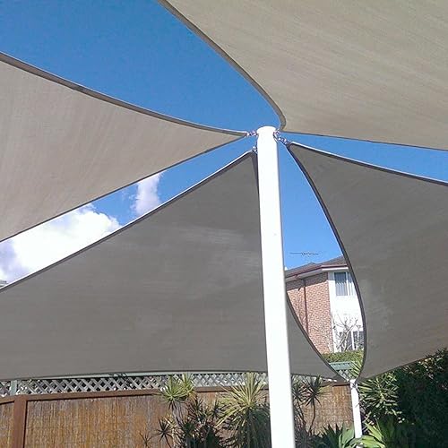 Miniatura 8 de E&K Toldo parasol triangular de 6 x 6 x 6 pies, bloquea los rayos UV, para patio, jardín, al aire libre (gris claro)