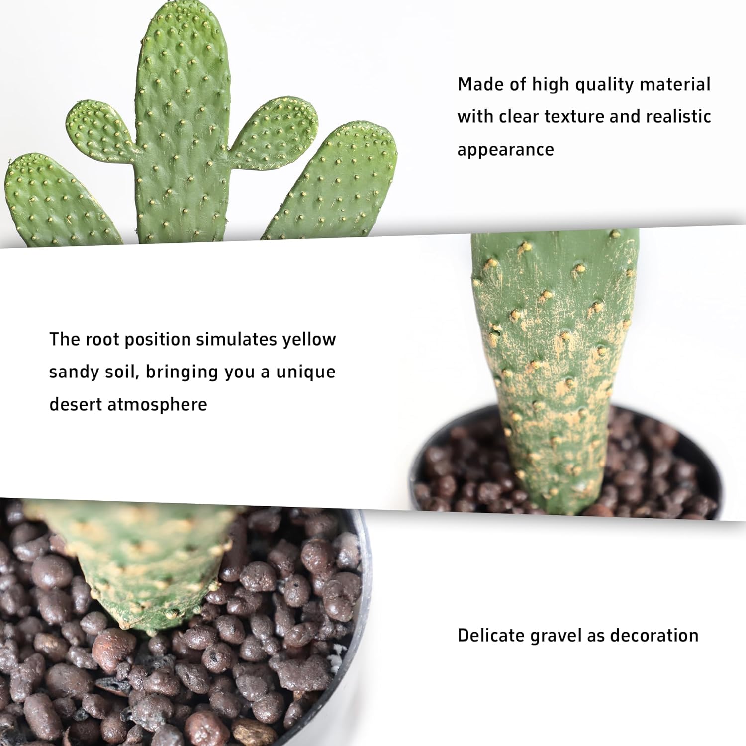 momoplant Artificial Cactus Potted Plant Faux Cacti 19 Inch Cactus Plant with Black Planter for Home Garden Office Decor Indoor Outdoor - Image 2