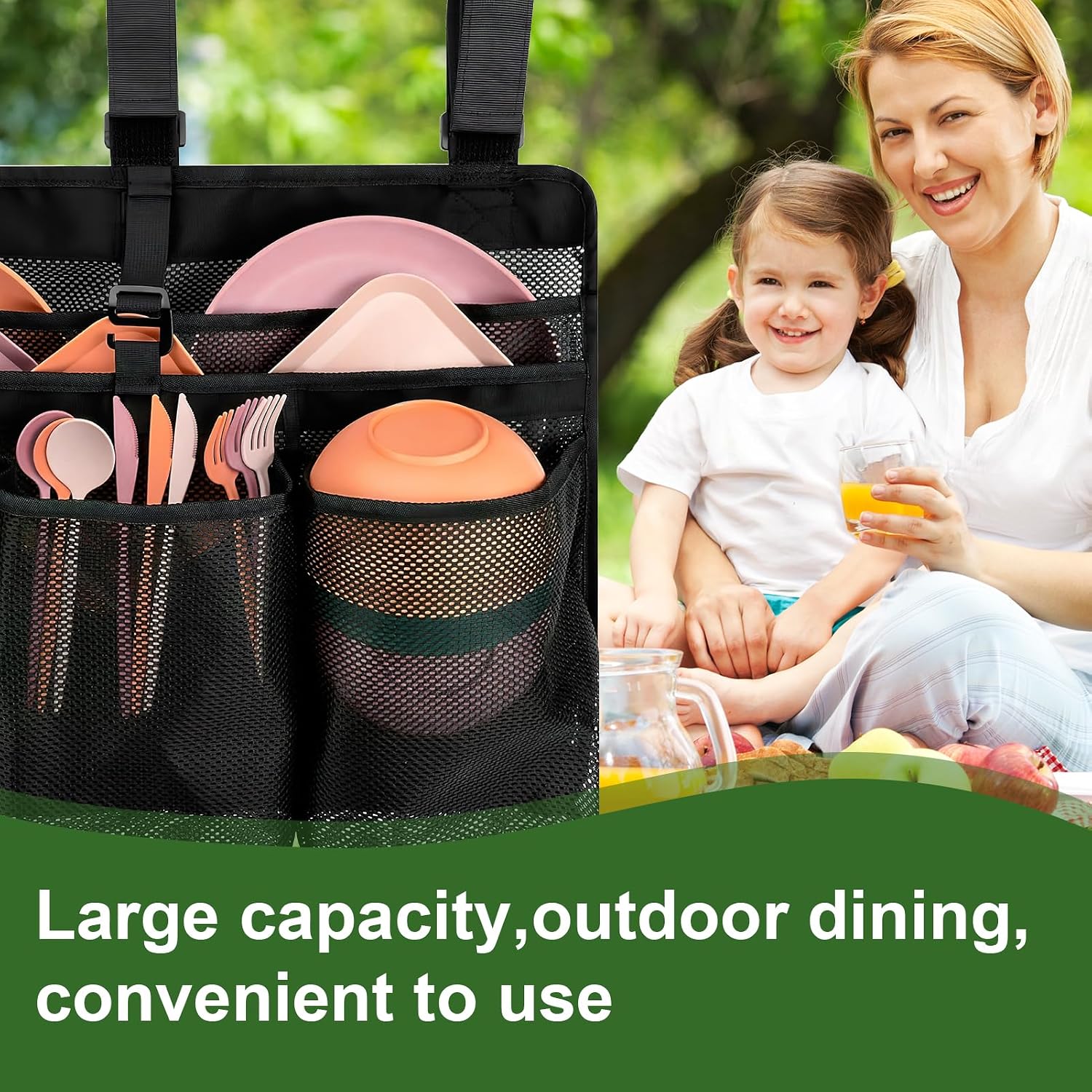 Camping Dish Drying Bag Collapsible Dish Drying Rack,RV Dish Drying Rack,Portable Mesh Dish Dinnerware Organizer for RV Campers Travel Trailers,Camp Kitchen Organizer (Black)