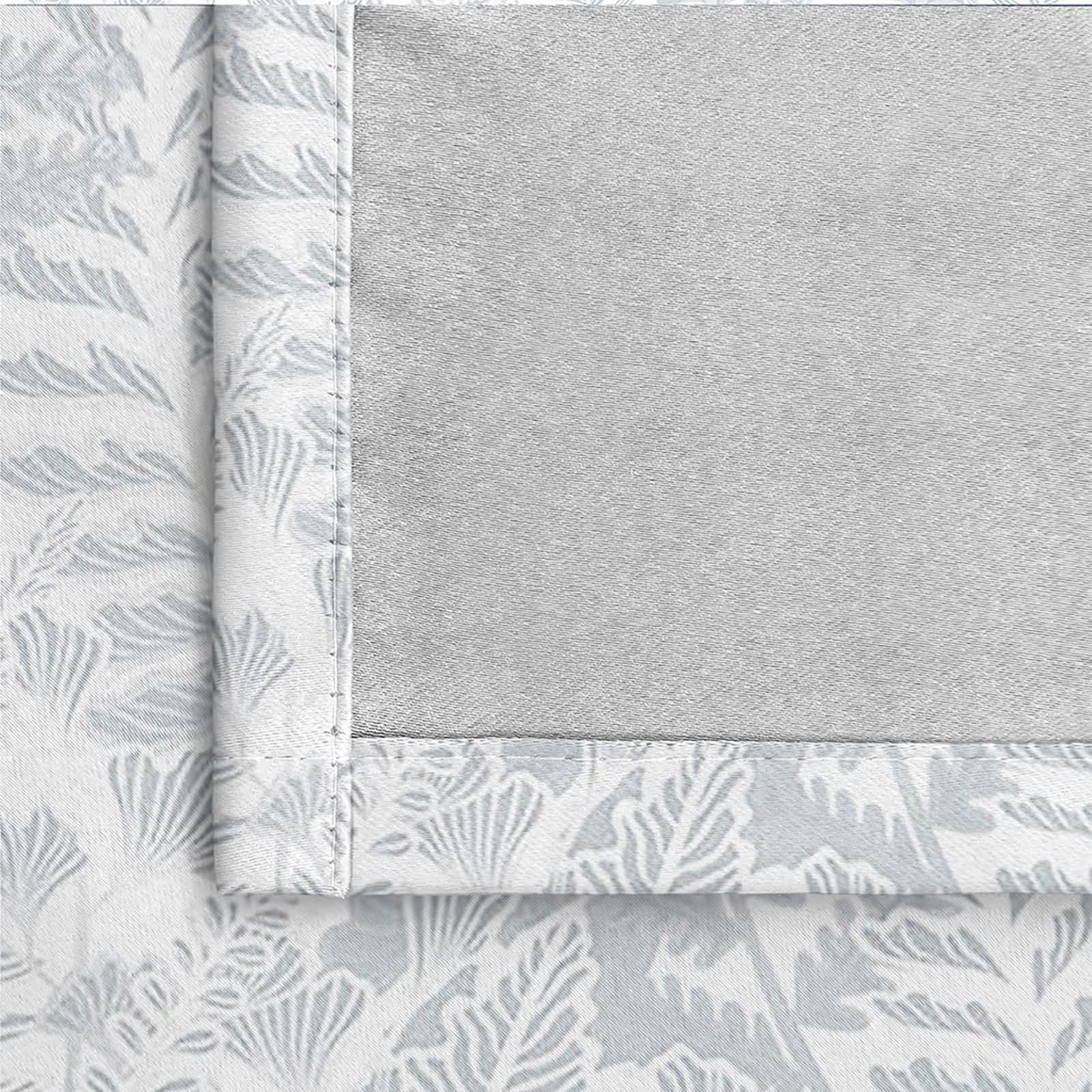 2 Pièces Rideaux Occultants Cuisine Enfant,2 x 132W x 229H CM,Rideau avec Oeillets Motif de Feuilles Rideaux Gris Clair Moderne Chambre