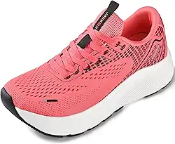 Sapatos femininos com bico largo, suporte de arco, tênis para corrida, caminhada, atlético, ortopédico, fascite plantar, treino, com almofada grossa, sola de gota zero, Vermelho rosa, 7 Wide