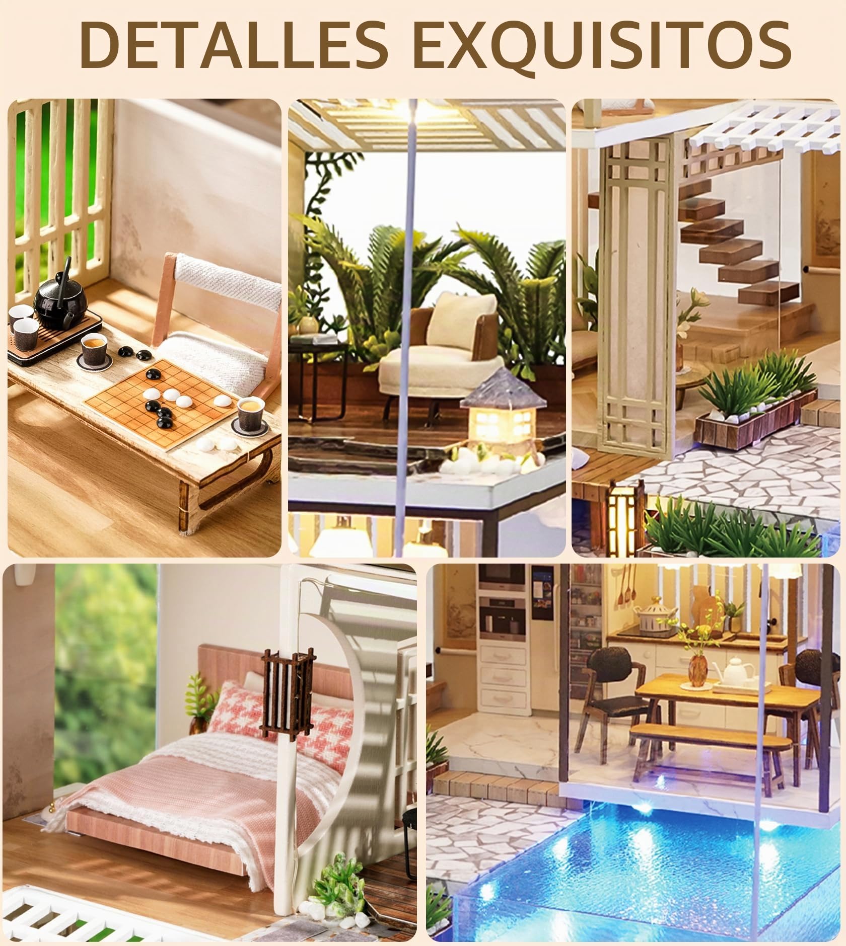 Kit de casa en miniatura con muebles hechos a mano, cubierta antipolvo y caja de música, 1:24, idea creativa para adultos, regalo para amigos