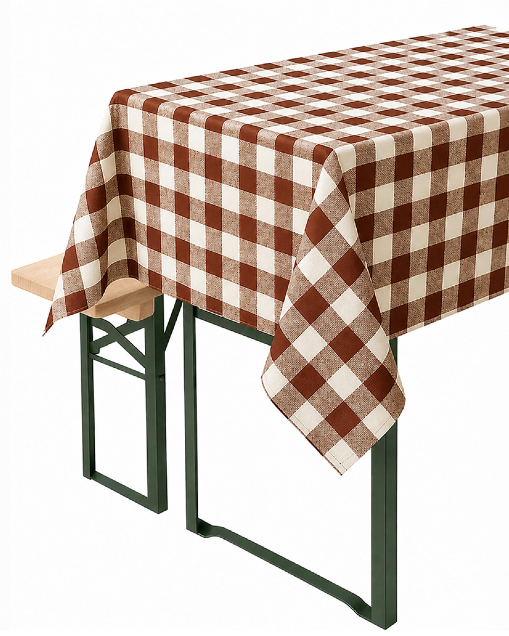 12 servilletas de 60 x 60 cm, color marrón y blanco con cuadros de 2 cm, 100% algodón