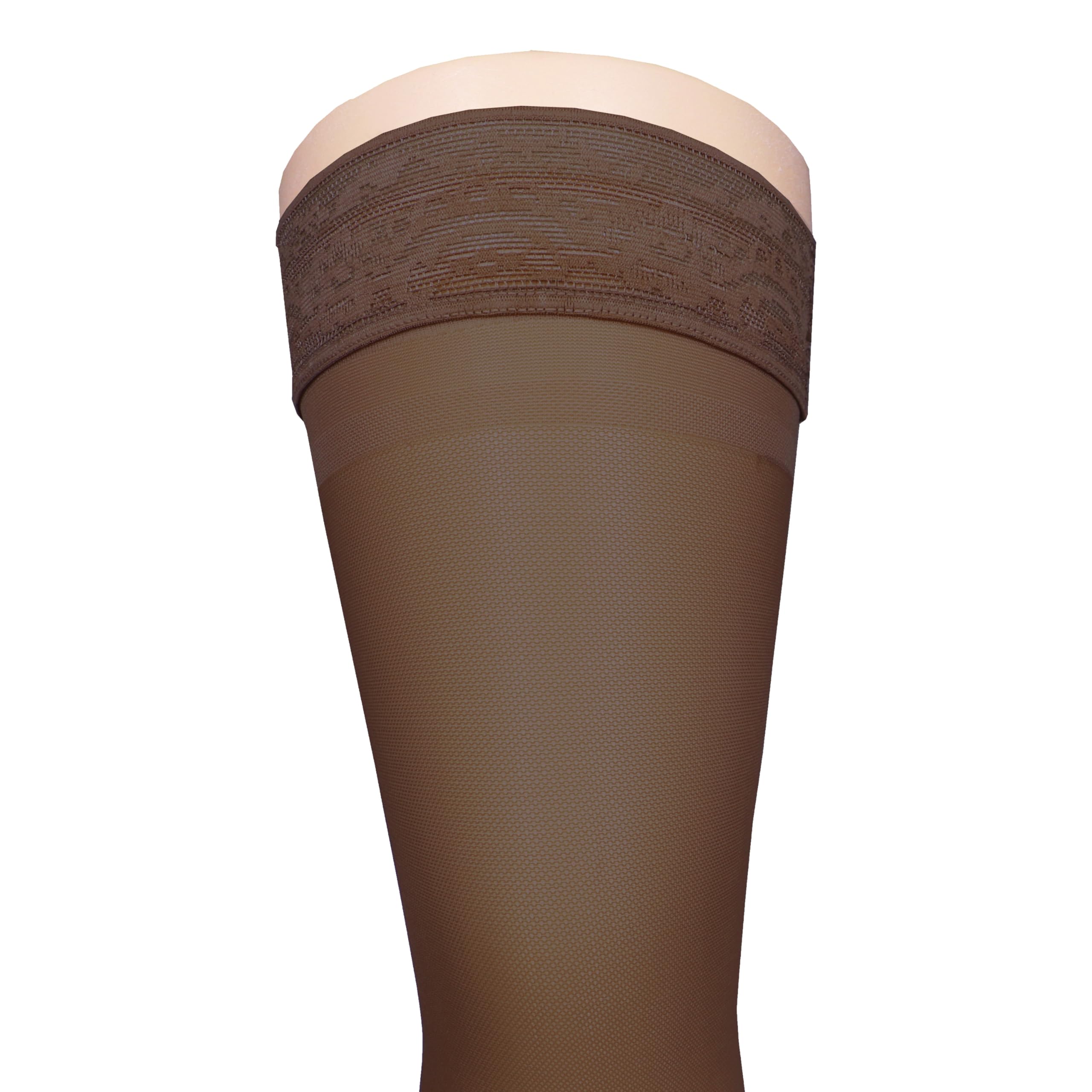 Truform Sheer Compression Stockings, 15-20 mmHg, Women's Thigh High Length, 20 Denier, Espresso, X-Large