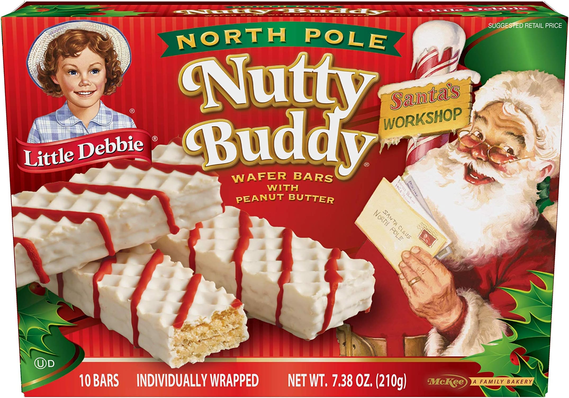 Little Debbie North Pole Nutty Buddy Wafer Bars, 7.38 Oz
