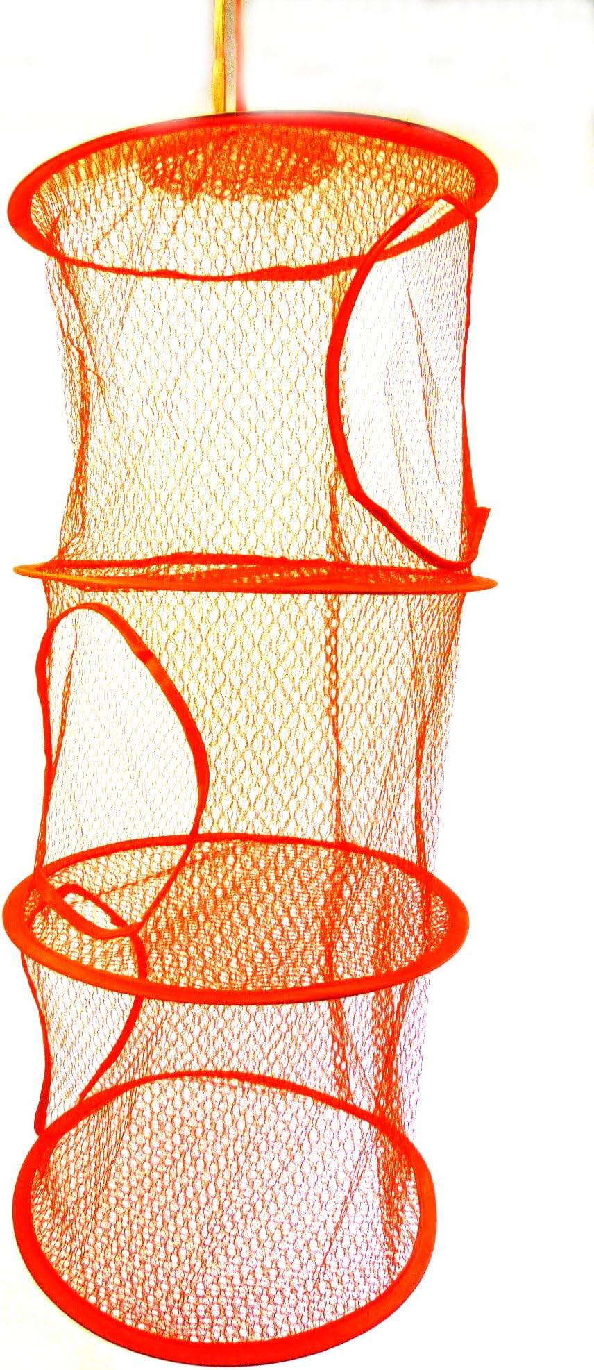 Three (3) Layer Hanging Hamper Mesh Storage Closet Organizer Kids Garage Laundry Room (Red)
