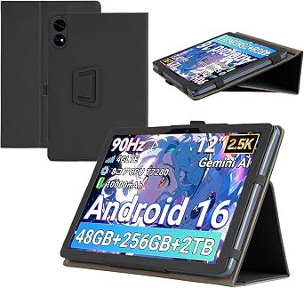 For TABWEE T60 / Besttab T60 Case 12.2 Inch Tablet Cover RUIXH PU Material Drop Proof Anti-Slip Anti-Scratch Protective Cover Lightweight Portable Built-in Bracket Feature Pen Slot Design Tablet