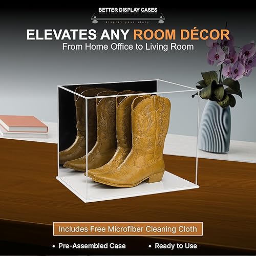 Vista 510 de Better Display Cases Versátil vitrina de acrílico transparente - Caja rectangular grande con base blanca 18" x 12" x 3" (BK09)