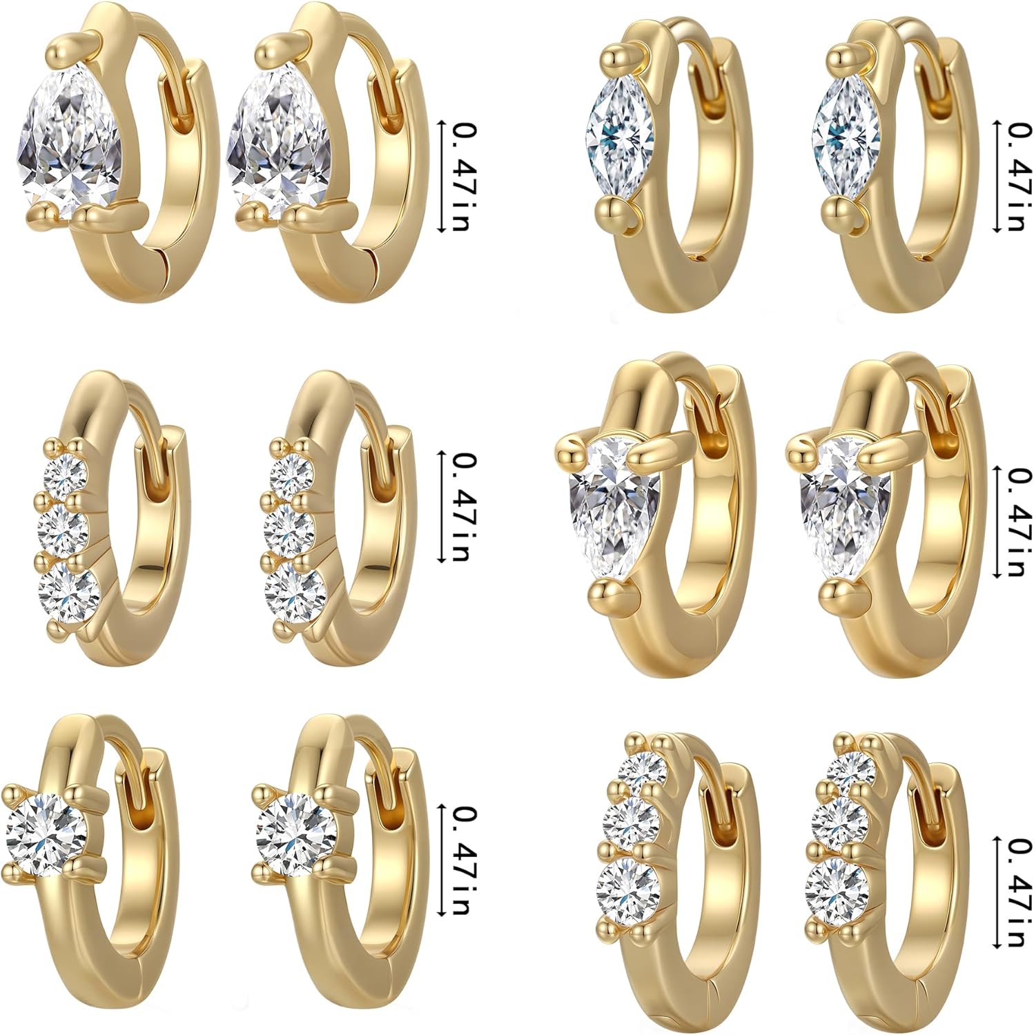 Mujahid 14K Gold Plated Stud single-ear Earrings for Women Hypoallergenic Cartilage Earrings for Multiple Piercing, Dainty Small Stackable Earrings Jewelry Set,Christmas Stocking Stuffers - Image 7