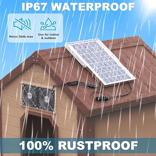 Miniatura 3 de SOLPERK Ventilador solar para invernadero, ventilador solar de 10 W para gallinero, ventilador de escape solar impermeable para cobertizo con cable